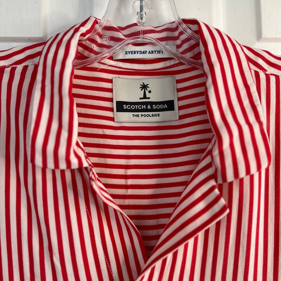 SOLD SCOTCH & SODA Striped Hawaiian Button Down Shirt Size Medium Large Unisex - Picture 6 of 13